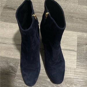 Navy suede ankle booties